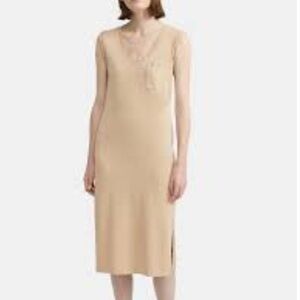 theory gathered sleeveless dress in stretch knit Waffle-knit cotton-blend midi dress - black